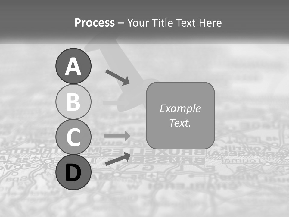 A Black And White Photo Of A Push Button On A Map PowerPoint Template