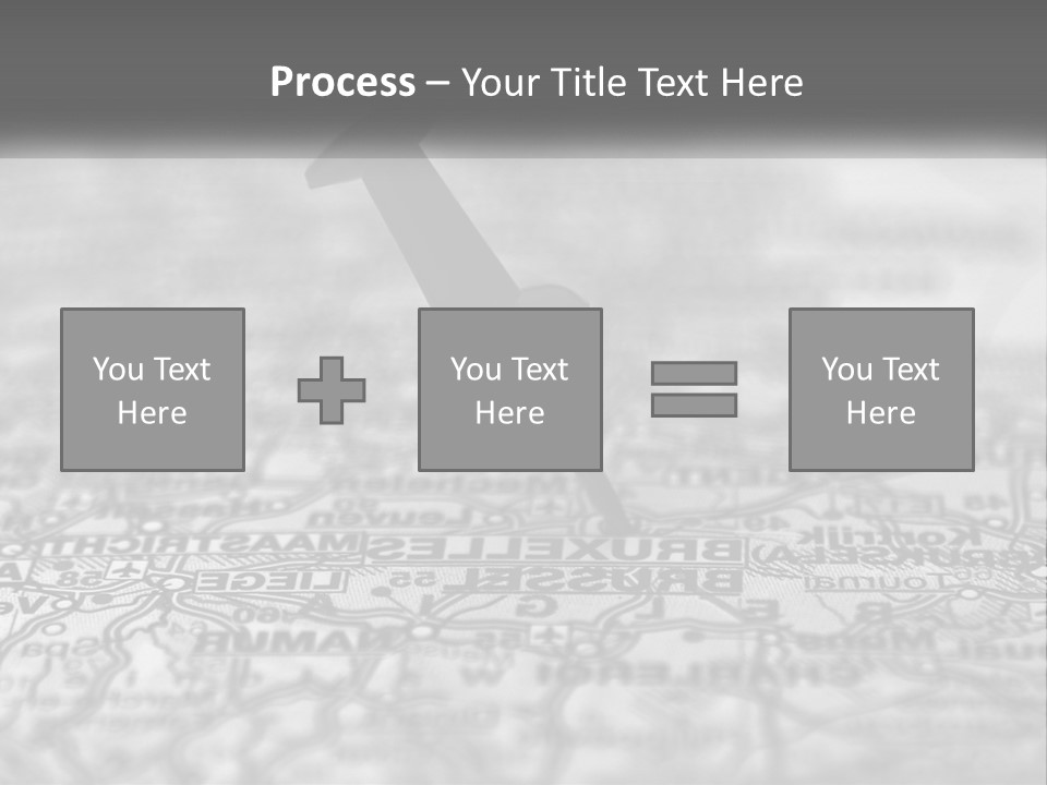 A Black And White Photo Of A Push Button On A Map PowerPoint Template