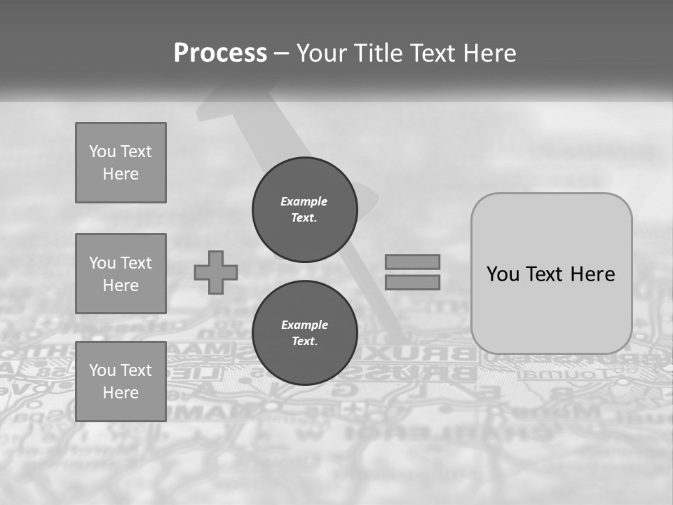 A Black And White Photo Of A Push Button On A Map PowerPoint Template