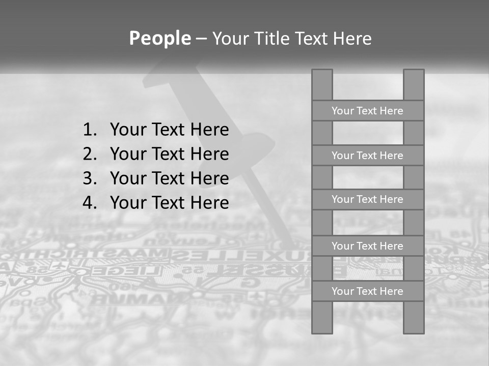 A Black And White Photo Of A Push Button On A Map PowerPoint Template