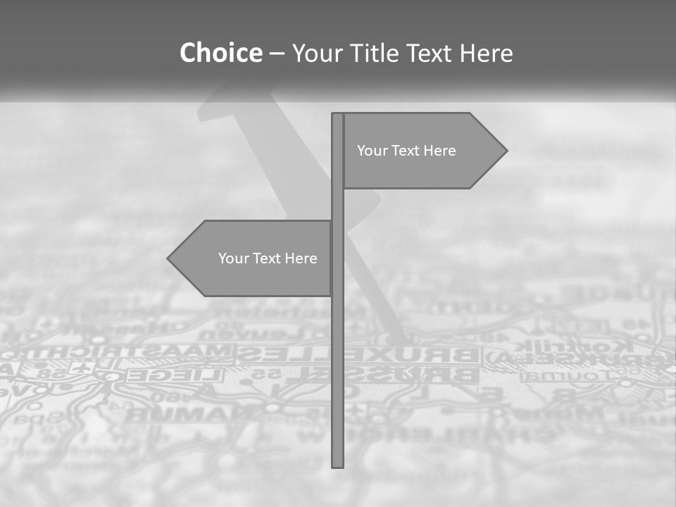 A Black And White Photo Of A Push Button On A Map PowerPoint Template