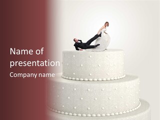 A Wedding Cake With A Bride And Groom On Top Of It PowerPoint Template
