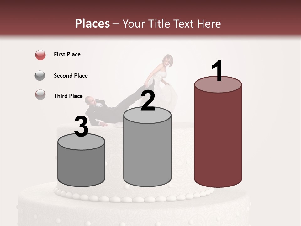 A Wedding Cake With A Bride And Groom On Top Of It PowerPoint Template