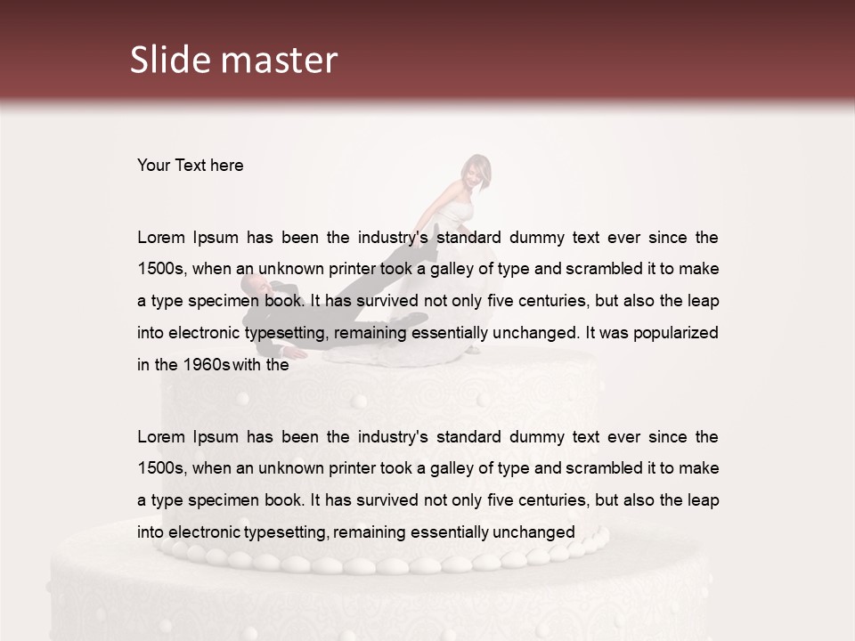 A Wedding Cake With A Bride And Groom On Top Of It PowerPoint Template