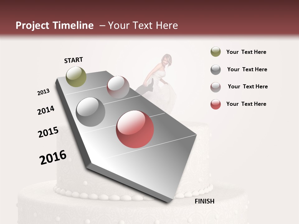 A Wedding Cake With A Bride And Groom On Top Of It PowerPoint Template