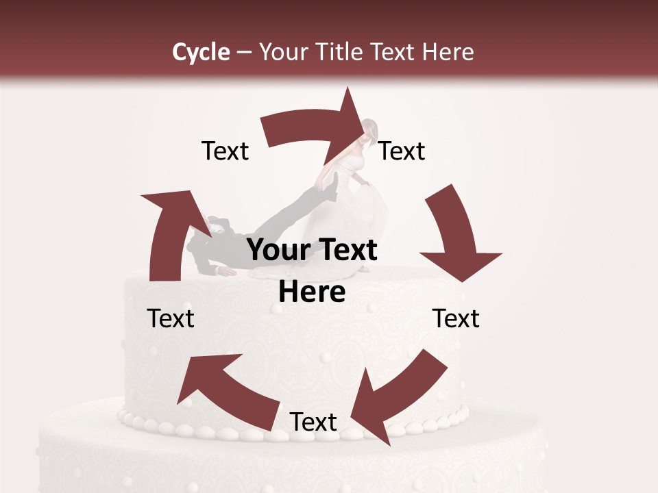 A Wedding Cake With A Bride And Groom On Top Of It PowerPoint Template