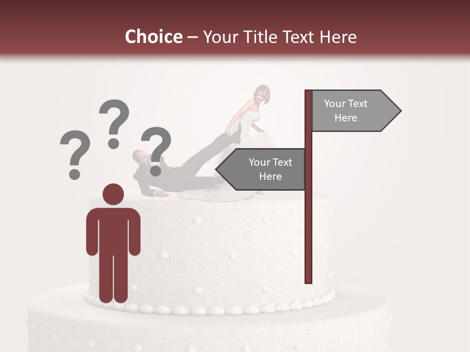 A Wedding Cake With A Bride And Groom On Top Of It PowerPoint Template