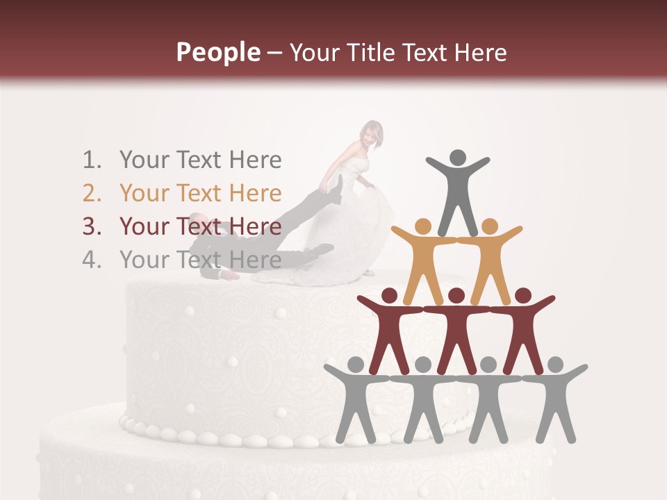 A Wedding Cake With A Bride And Groom On Top Of It PowerPoint Template