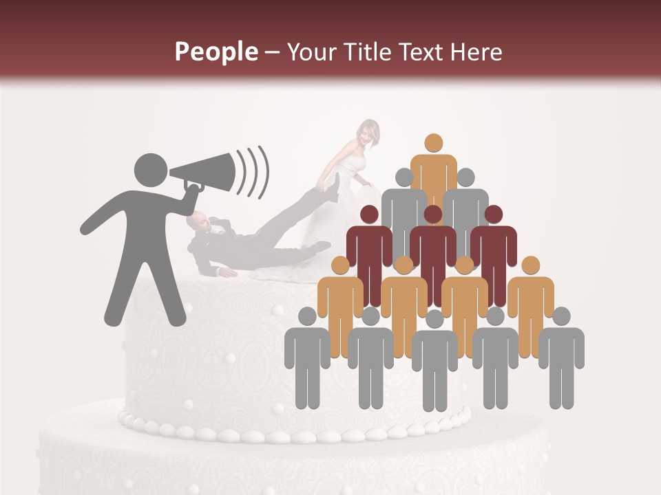 A Wedding Cake With A Bride And Groom On Top Of It PowerPoint Template