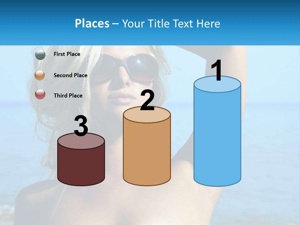 A Woman In Sunglasses Holding Up A Sign PowerPoint Template