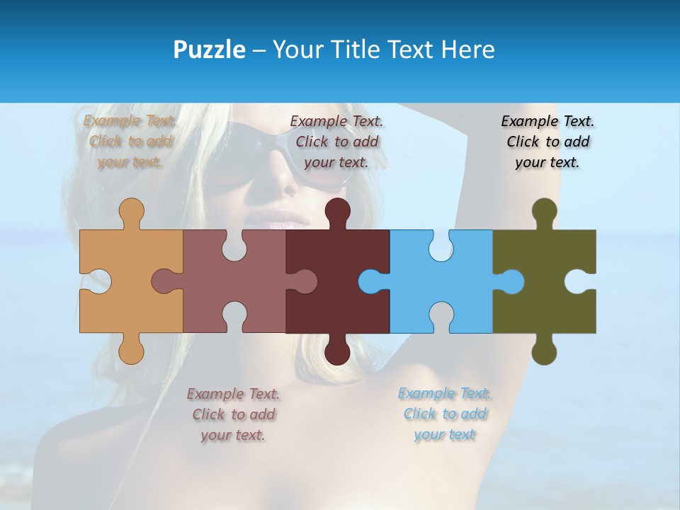 A Woman In Sunglasses Holding Up A Sign PowerPoint Template