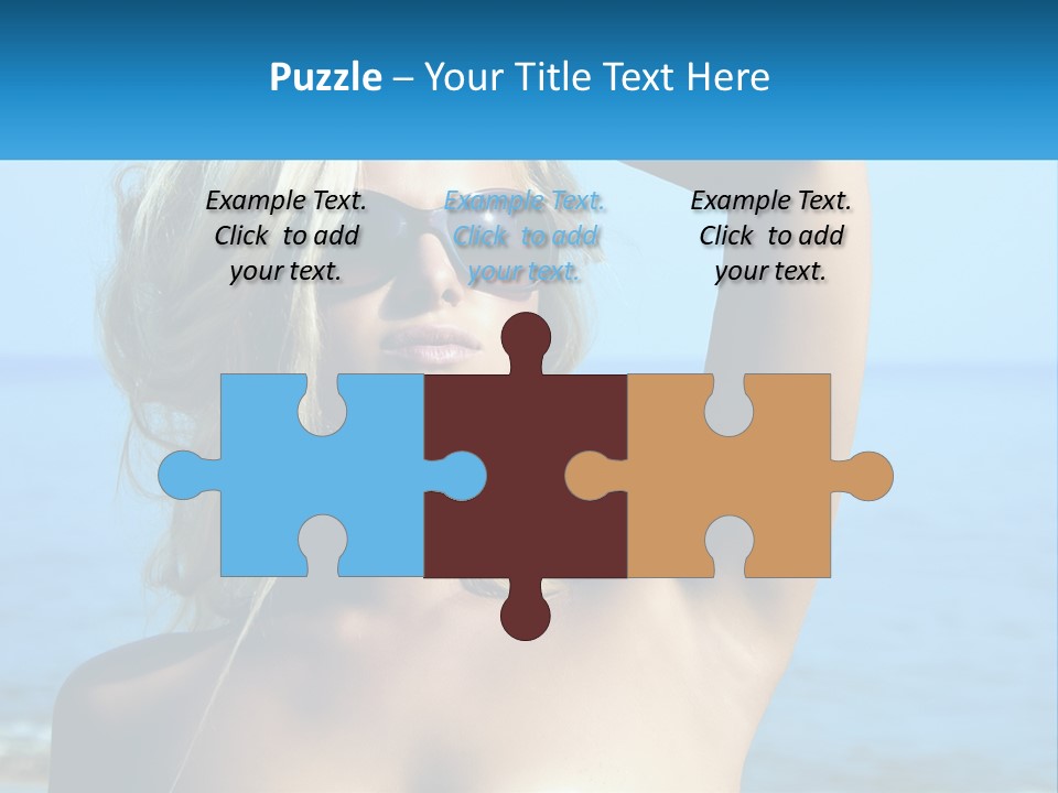 A Woman In Sunglasses Holding Up A Sign PowerPoint Template