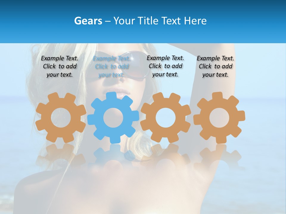 A Woman In Sunglasses Holding Up A Sign PowerPoint Template