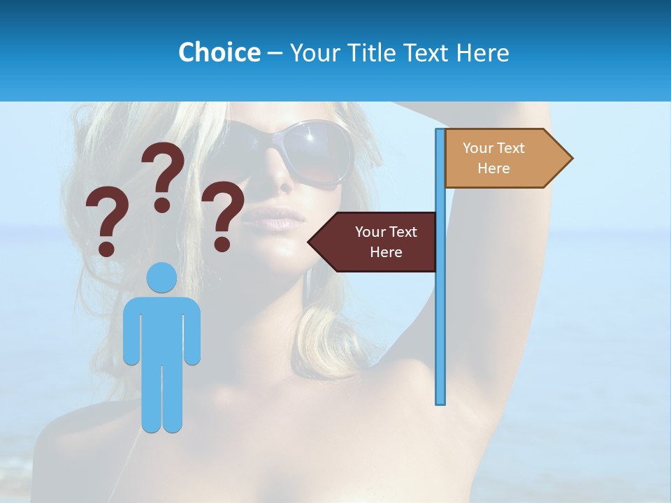 A Woman In Sunglasses Holding Up A Sign PowerPoint Template