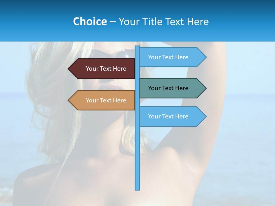 A Woman In Sunglasses Holding Up A Sign PowerPoint Template