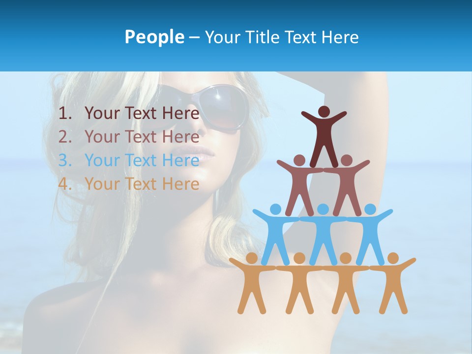 A Woman In Sunglasses Holding Up A Sign PowerPoint Template