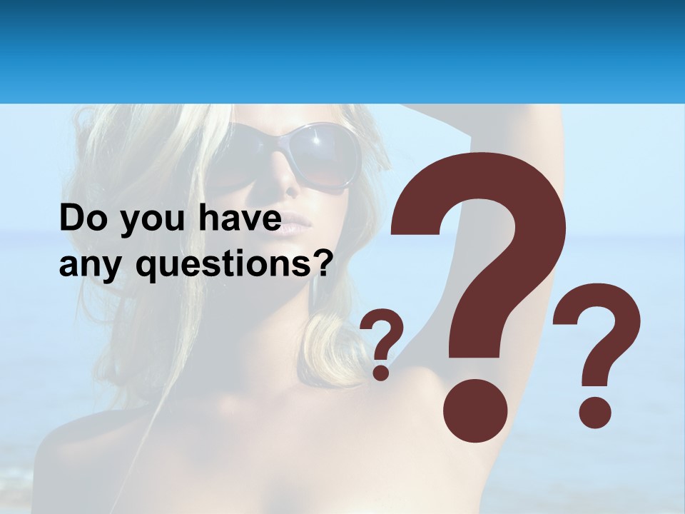 A Woman In Sunglasses Holding Up A Sign PowerPoint Template