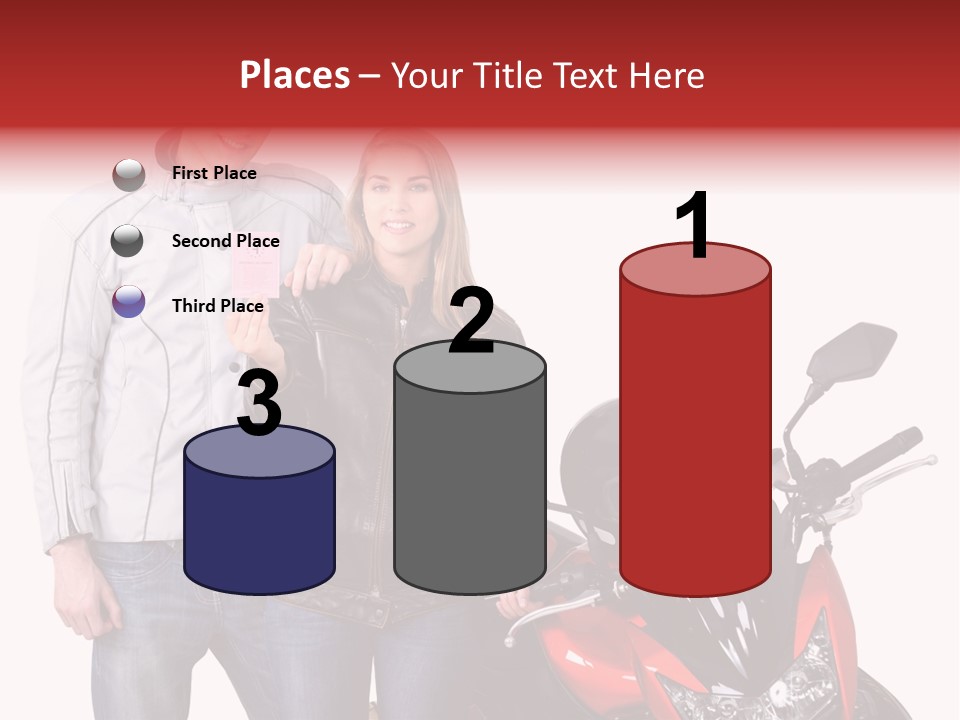 A Man And Woman Standing Next To A Motorcycle PowerPoint Template
