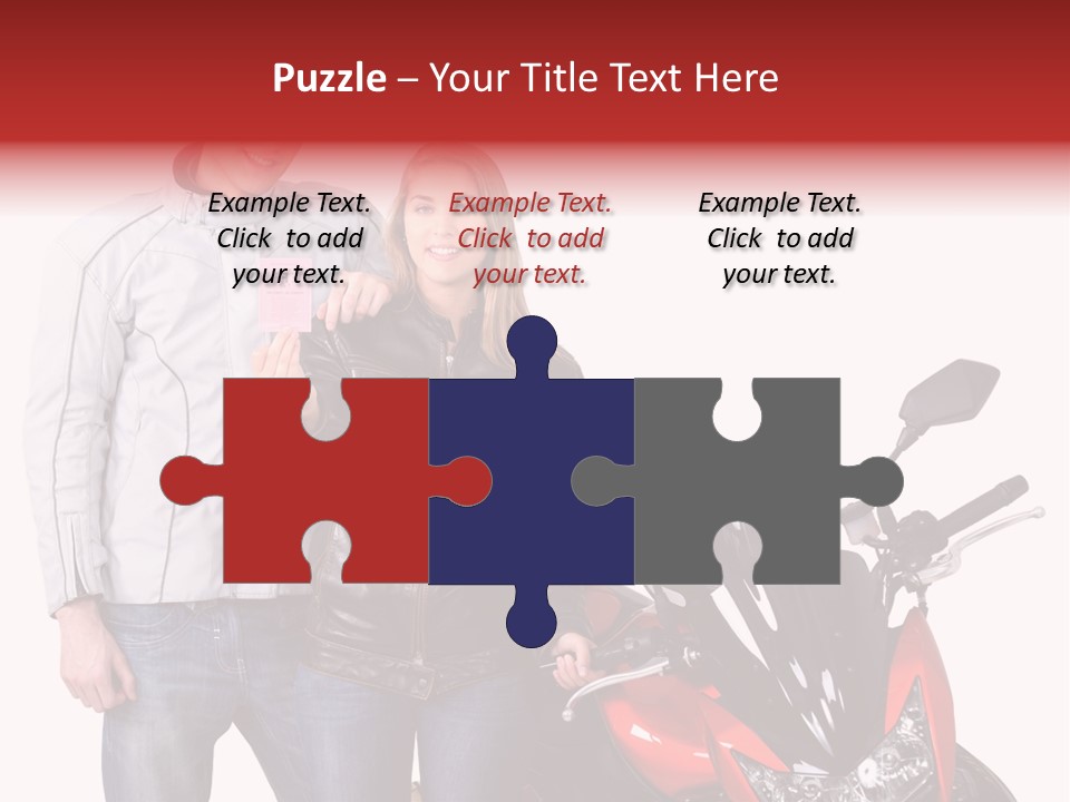 A Man And Woman Standing Next To A Motorcycle PowerPoint Template