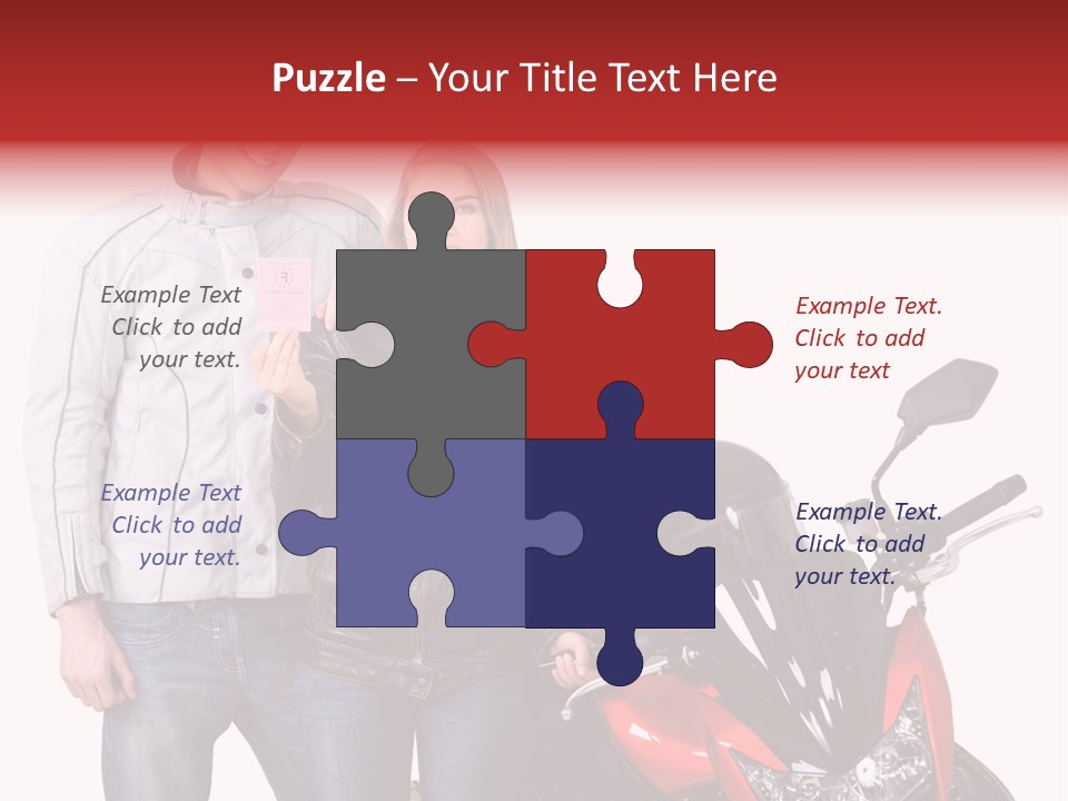 A Man And Woman Standing Next To A Motorcycle PowerPoint Template