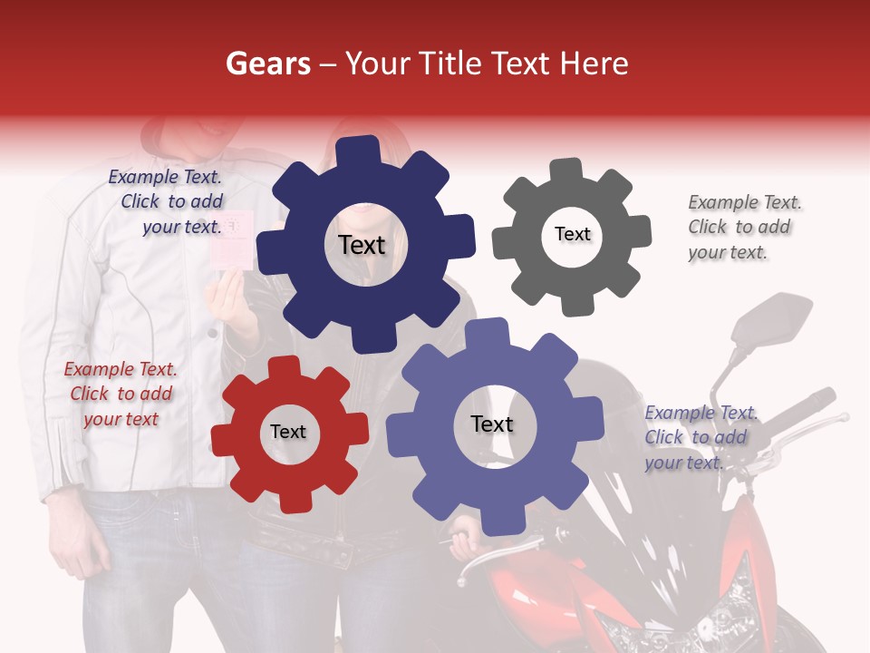 A Man And Woman Standing Next To A Motorcycle PowerPoint Template