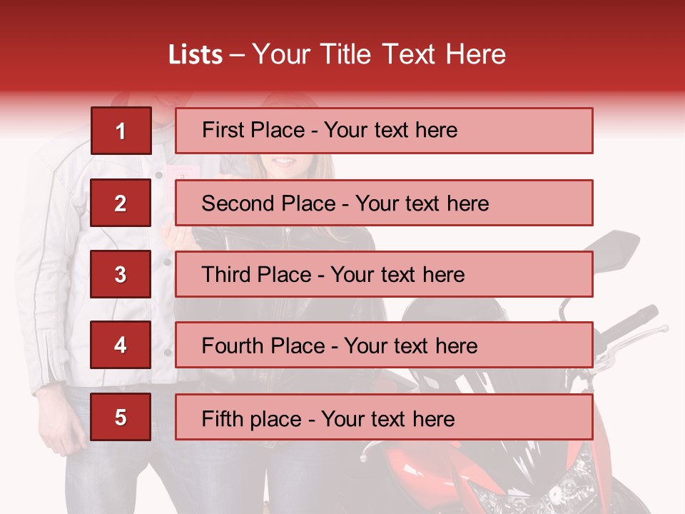 A Man And Woman Standing Next To A Motorcycle PowerPoint Template