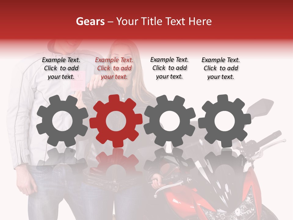 A Man And Woman Standing Next To A Motorcycle PowerPoint Template