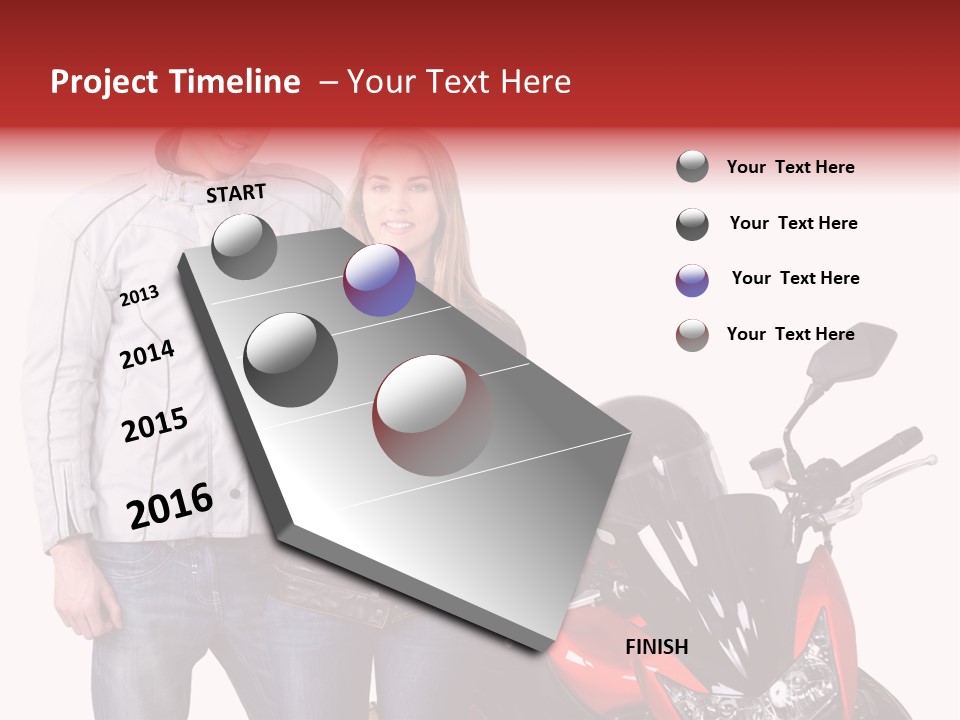 A Man And Woman Standing Next To A Motorcycle PowerPoint Template
