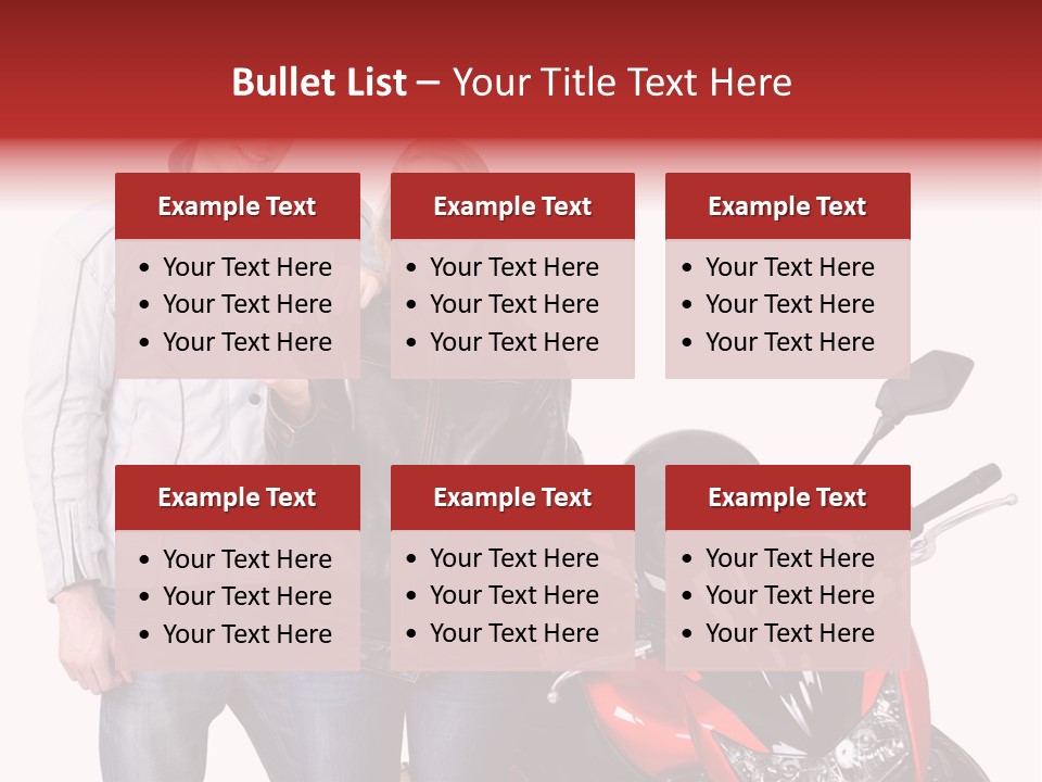 A Man And Woman Standing Next To A Motorcycle PowerPoint Template