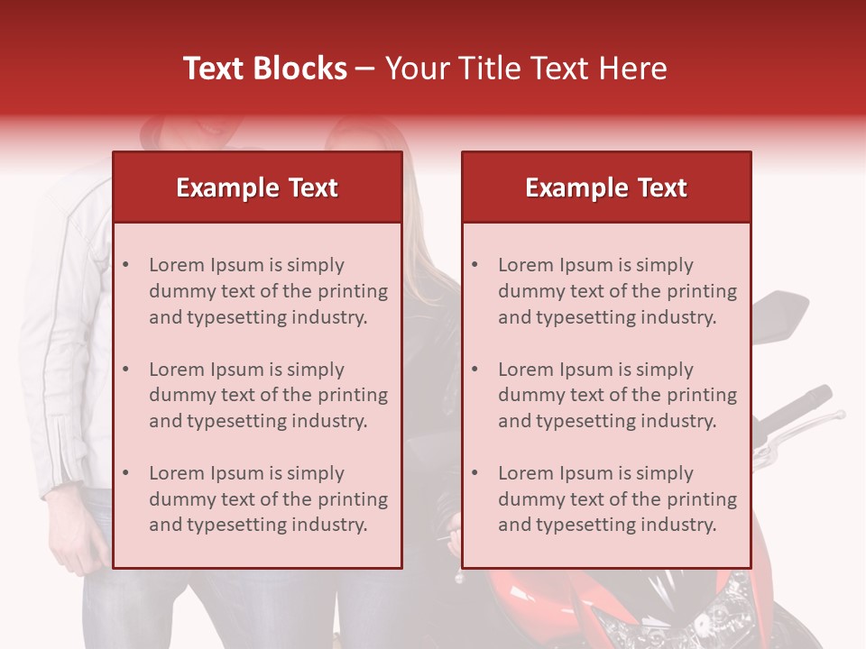 A Man And Woman Standing Next To A Motorcycle PowerPoint Template
