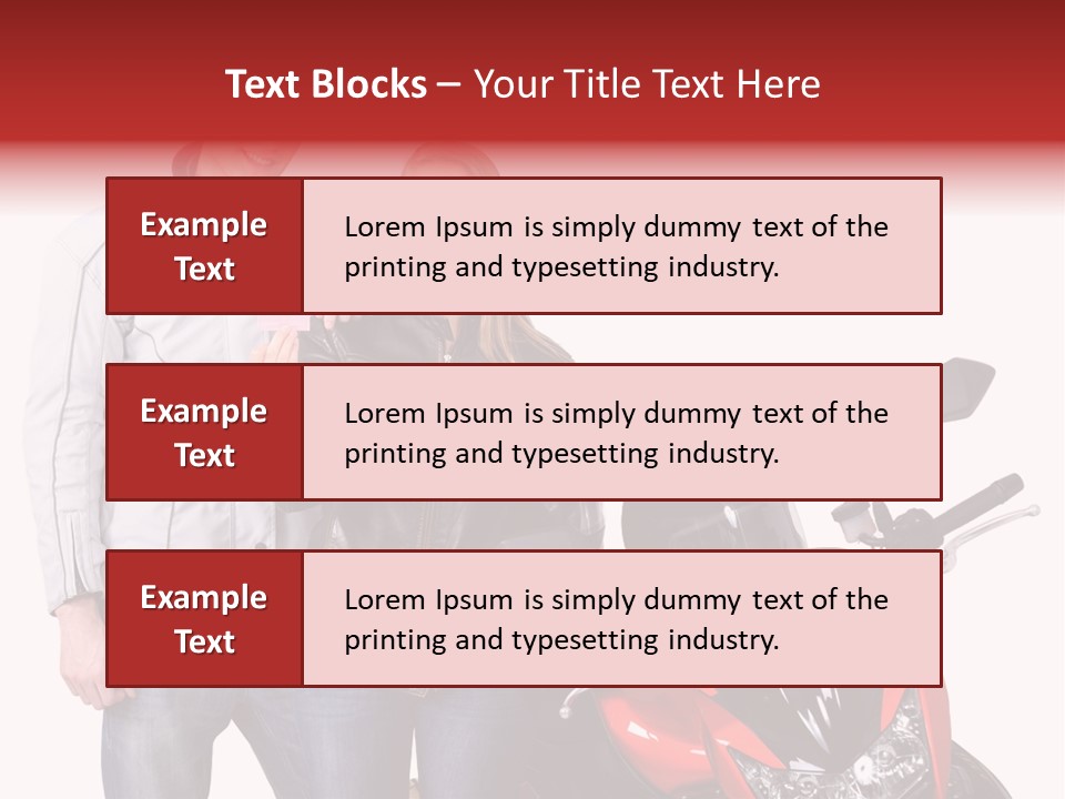 A Man And Woman Standing Next To A Motorcycle PowerPoint Template