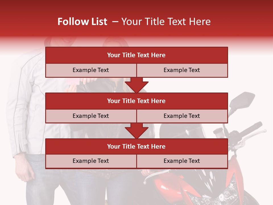 A Man And Woman Standing Next To A Motorcycle PowerPoint Template