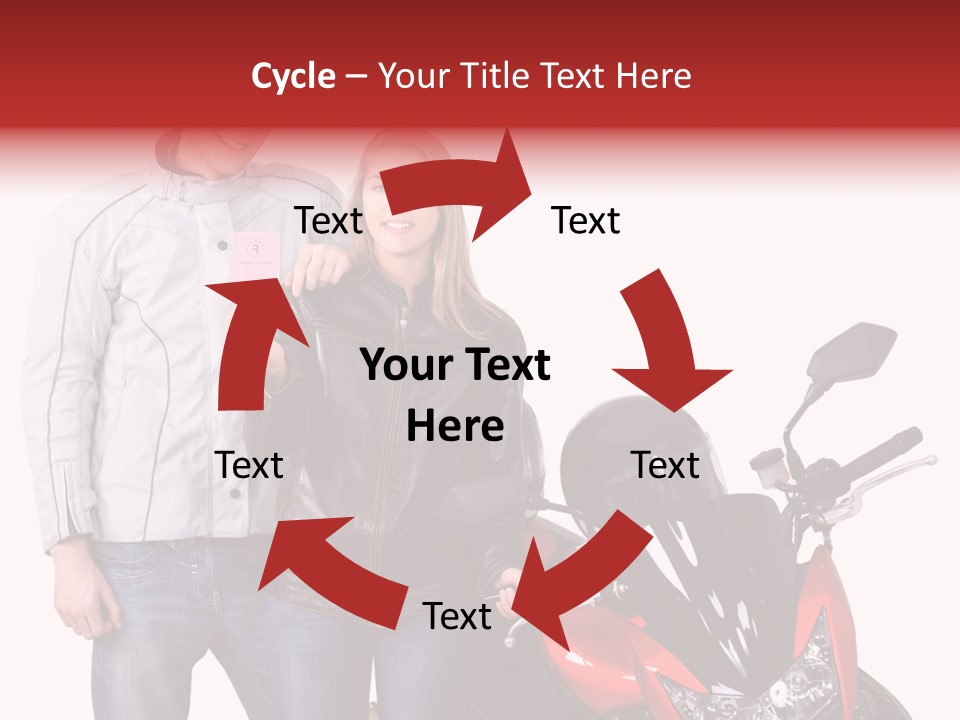 A Man And Woman Standing Next To A Motorcycle PowerPoint Template