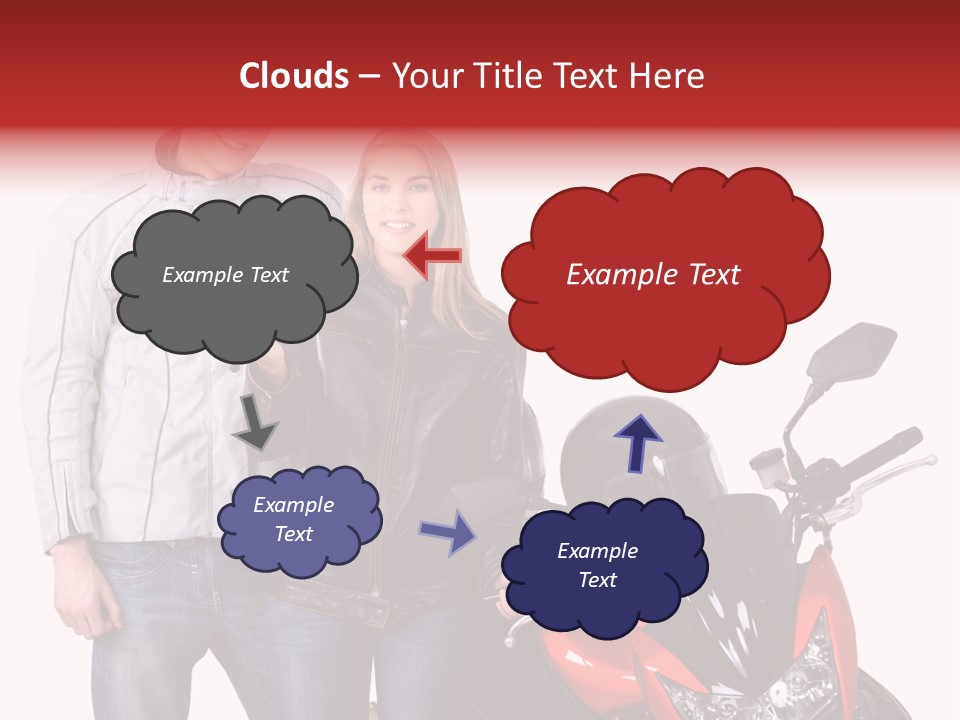 A Man And Woman Standing Next To A Motorcycle PowerPoint Template