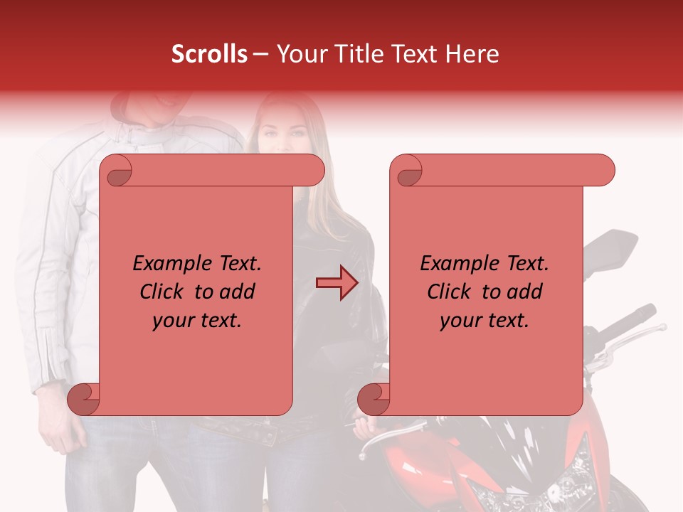 A Man And Woman Standing Next To A Motorcycle PowerPoint Template