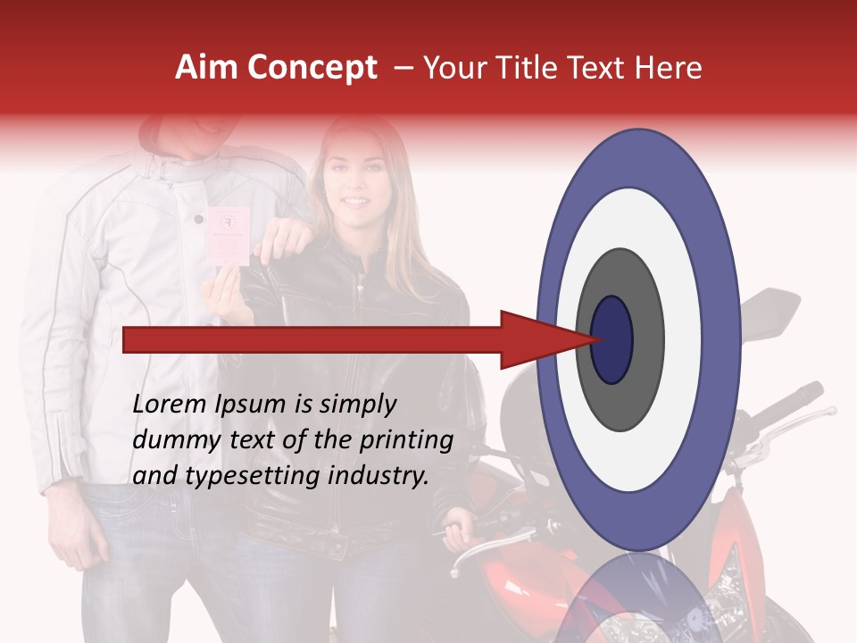 A Man And Woman Standing Next To A Motorcycle PowerPoint Template