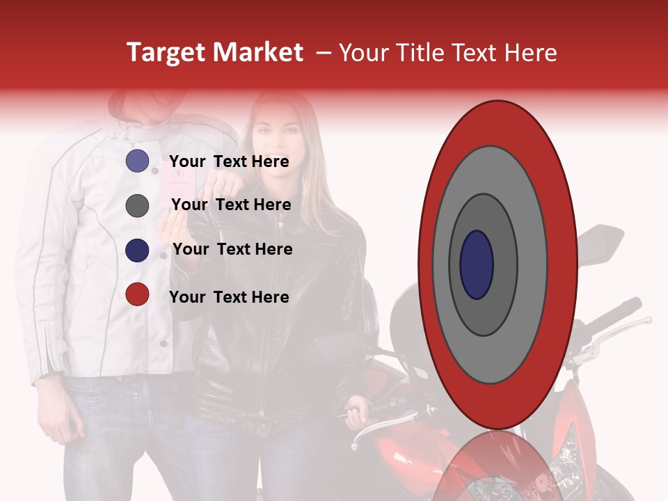 A Man And Woman Standing Next To A Motorcycle PowerPoint Template