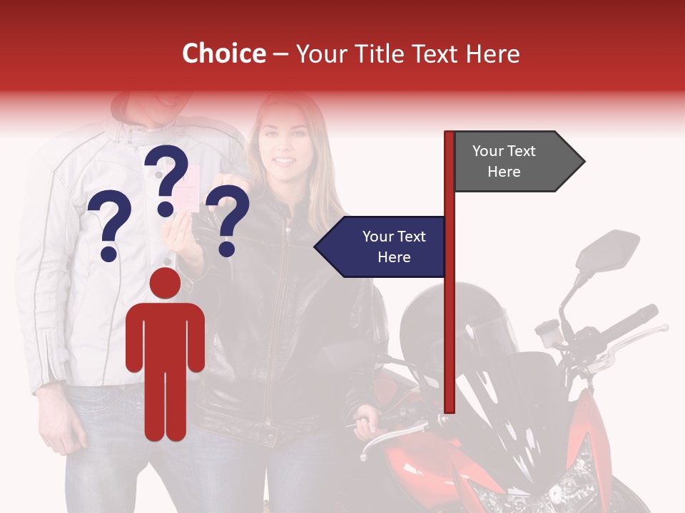 A Man And Woman Standing Next To A Motorcycle PowerPoint Template