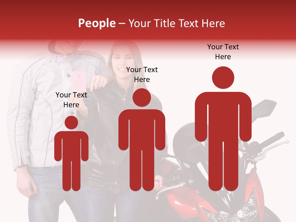 A Man And Woman Standing Next To A Motorcycle PowerPoint Template