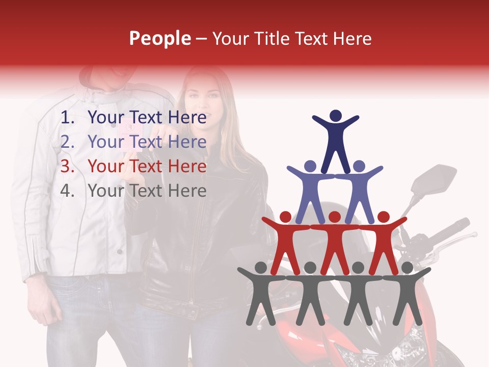 A Man And Woman Standing Next To A Motorcycle PowerPoint Template