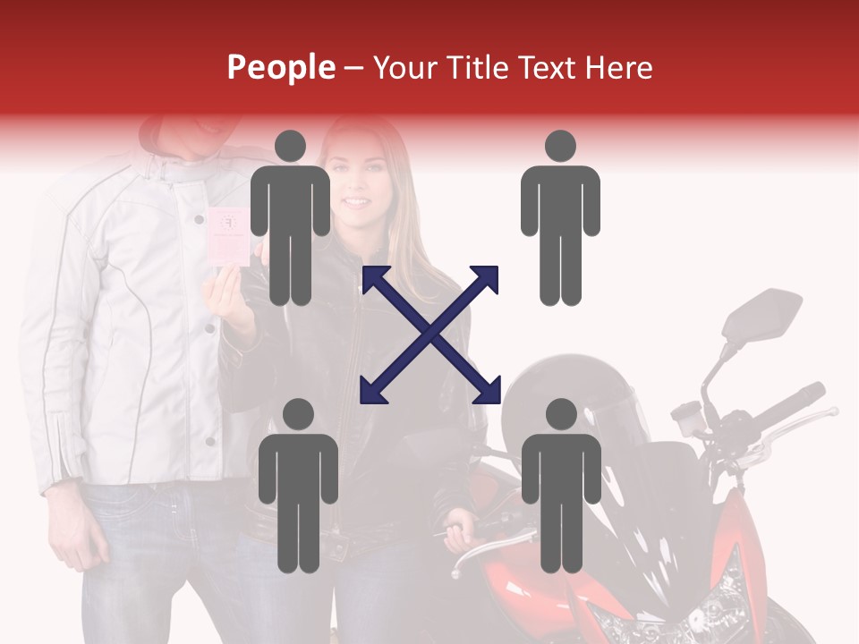A Man And Woman Standing Next To A Motorcycle PowerPoint Template
