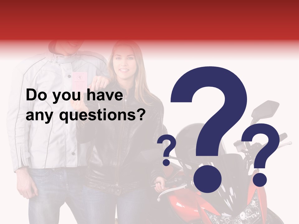 A Man And Woman Standing Next To A Motorcycle PowerPoint Template