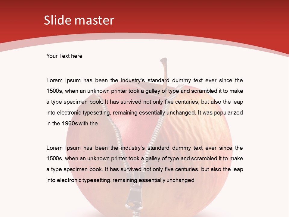 A Red Apple With A Zipper On It PowerPoint Template