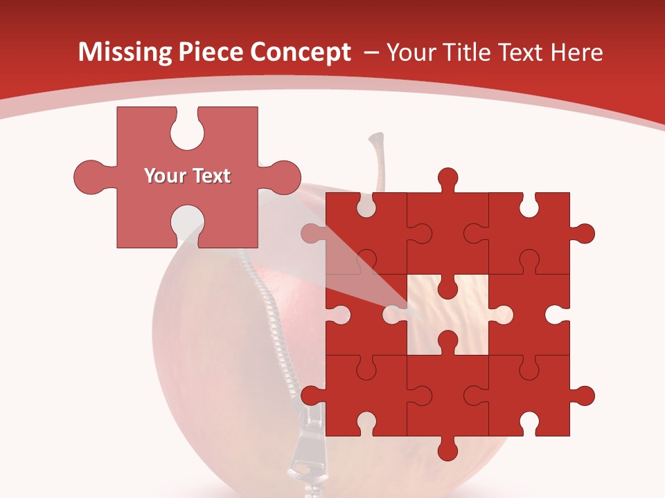 A Red Apple With A Zipper On It PowerPoint Template