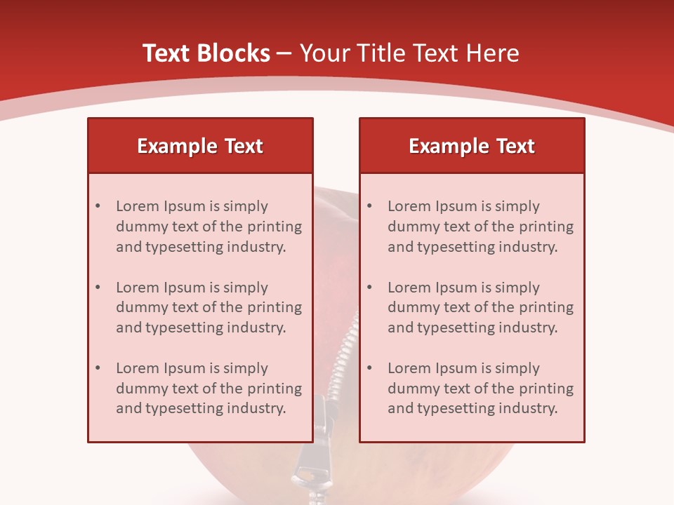 A Red Apple With A Zipper On It PowerPoint Template