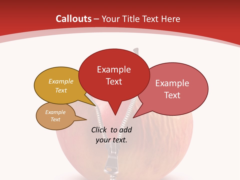 A Red Apple With A Zipper On It PowerPoint Template