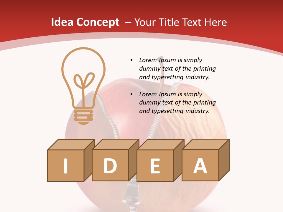 A Red Apple With A Zipper On It PowerPoint Template