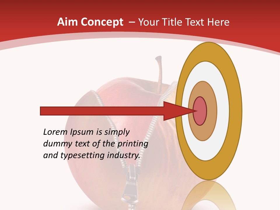 A Red Apple With A Zipper On It PowerPoint Template