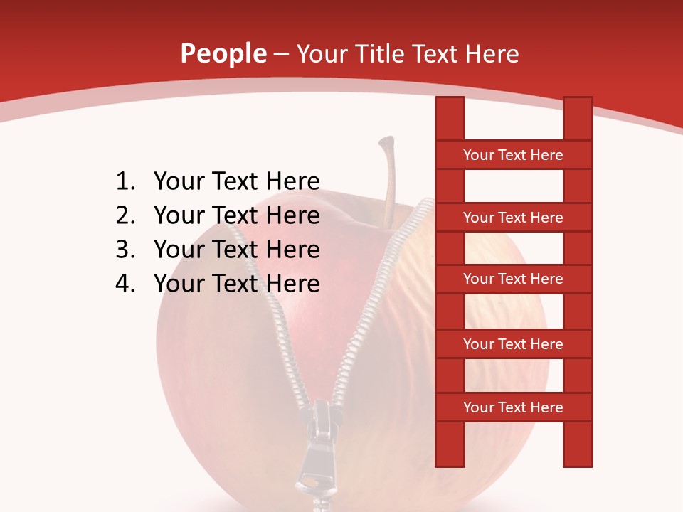 A Red Apple With A Zipper On It PowerPoint Template
