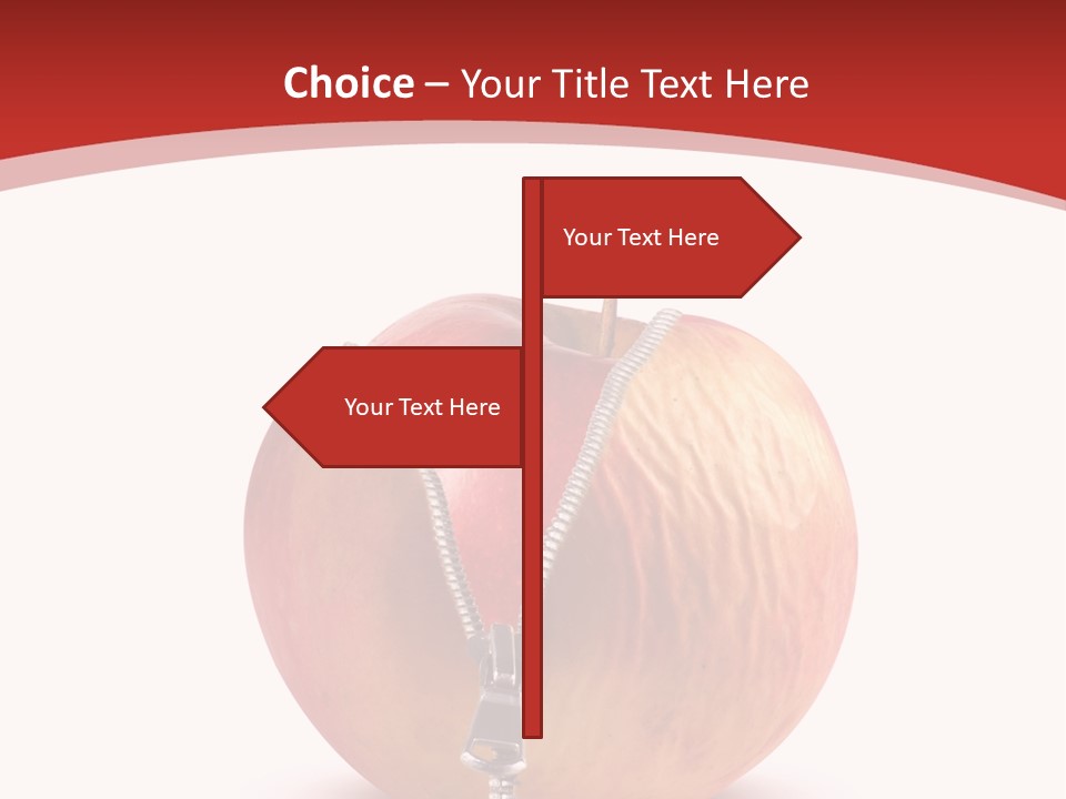 A Red Apple With A Zipper On It PowerPoint Template